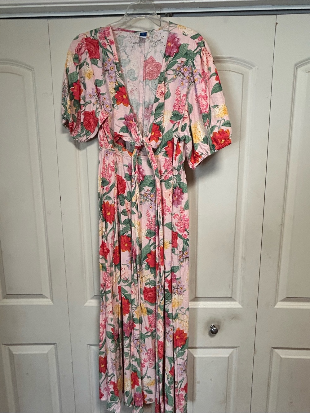 Old Navy Pink Floral Tie-Front Maxi Dress